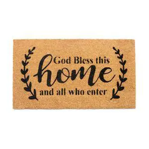 Welcome Doormats, Natural Coco Coir Mats with Non-Slip PVC Backing, Indoor Outdoor Mats for Home & Office, Mats for Door with God Bless This Home Print, Beige & Black, 30"x17" Welcome Doormats, Natural Coco Coir Mats with Non-Slip PVC Backing, Indoor Outdoor Mats for Home & Office, Mats for Door with God Bless This Home Print, Beige & Black, 30"x17"