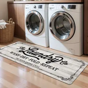Laundry Room Rug Runner 20"x60" Waterproof Rubber Laundry Mat Non Slip Kitchen Mats for Floor Washable Floor Mat Runner Rug for Farmhouse Mudroom Washroom Bathroom Decor Laundry Room Rug Runner 20"x60" Waterproof Rubber Laundry Mat Non Slip Kitchen Mats for Floor Washable Floor Mat Runner Rug for Farmhouse Mudroom Washroom Bathroom Decor