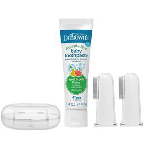 100% Silicone Baby Finger Toothbrush and Toothpaste Set, 2-Pack Toothbrush with Storage Case, Fluoride-Free Apple Pear Toddler Toothpaste 100% Silicone Baby Finger Toothbrush and Toothpaste Set, 2-Pack Toothbrush with Storage Case, Fluoride-Free Apple Pear Toddler Toothpaste