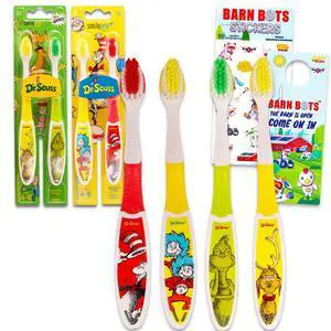 Oral Care Traveling Kit for Kids - Bundle with 4 Toothbrushes Featuring Cat in The Hat & Grinch Plus Stickers for Boys, Girls, Toddlers | Dr. Seuss Toothbrush Set Oral Care Traveling Kit for Kids - Bundle with 4 Toothbrushes Featuring Cat in The Hat & Grinch Plus Stickers for Boys, Girls, Toddlers | Dr. Seuss Toothbrush Set
