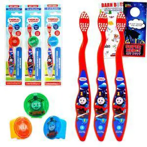 Toothbrush Kit for Kids - Bundle with 3 Train Toothbrushes with Collectible Caps Plus Stickers for Kids, Boys, Toddlers |Toothbrush Set Toothbrush Kit for Kids - Bundle with 3 Train Toothbrushes with Collectible Caps Plus Stickers for Kids, Boys, Toddlers |Toothbrush Set