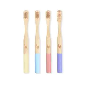 Kids Bamboo Toothbrush with Soft Bristles, Set of 4 Eco Friendly Toothbrushes, BPA Free Kids Bamboo Toothbrush with Soft Bristles, Set of 4 Eco Friendly Toothbrushes, BPA Free