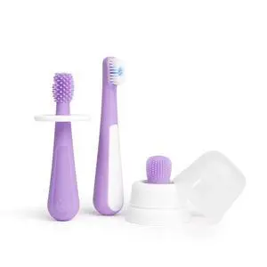 Grow with Me Toothbrush Training Set for Babies and Toddlers, Includes Silicone Finger Brush, 360° and Soft Bristled Toothbrush, Smoothie Purple Grow with Me Toothbrush Training Set for Babies and Toddlers, Includes Silicone Finger Brush, 360° and Soft Bristled Toothbrush, Smoothie Purple