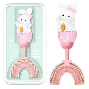 U-Shaped Toothbrush for Kids Ages 2-7, Soft Food-Grade Silicone for Sensitive Gums, 360 Teeth Cleaning Design, Training & Travel-Friendly Toddler's Toothbrush (Pink) U-Shaped Toothbrush for Kids Ages 2-7, Soft Food-Grade Silicone for Sensitive Gums, 360 Teeth Cleaning Design, Training & Travel-Friendly Toddler's Toothbrush (Pink)