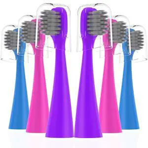 Toothbrushes Replacement Heads Compatible with Burst Kids Electric Toothbrushes, Tri-Color Set (Blue, Purple, Pink), 6-Pack Toothbrushes Replacement Heads Compatible with Burst Kids Electric Toothbrushes, Tri-Color Set (Blue, Purple, Pink), 6-Pack