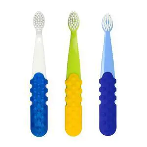 Children's Toothbrush, Totz Plus Brush, Extra Soft Bristles, White/Green/Lightblue, BPA Free & ADA Accepted, for Delicate Teeth & Gums for Children 3 Years & Up, Pack of 3 Children's Toothbrush, Totz Plus Brush, Extra Soft Bristles, White/Green/Lightblue, BPA Free & ADA Accepted, for Delicate Teeth & Gums for Children 3 Years & Up, Pack of 3