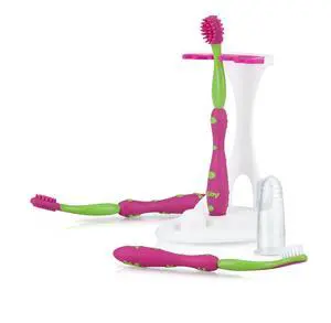 4 Stage Toothbrush for Kids - Oral Care Set System - 3 Pack - Baby Toothbrush for 0-6 Months - Pink/Green 4 Stage Toothbrush for Kids - Oral Care Set System - 3 Pack - Baby Toothbrush for 0-6 Months - Pink/Green