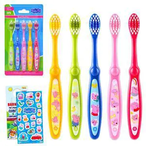 Toothbrush Set - Bundle with 5 Toothbrushes Plus Stickers, More | Peppa Pig Oral Hygiene Kit for Girls, Kids and Toddlers Toothbrush Set - Bundle with 5 Toothbrushes Plus Stickers, More | Peppa Pig Oral Hygiene Kit for Girls, Kids and Toddlers
