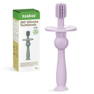 360° Baby Toothbrush with Suction Base - Gentle Cleaning for Infant Self-Brushing Training, Sorft Food-Grade Silicone, Baby Teething Relief - Lavender, 1 Count 360° Baby Toothbrush with Suction Base - Gentle Cleaning for Infant Self-Brushing Training, Sorft Food-Grade Silicone, Baby Teething Relief - Lavender, 1 Count