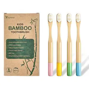 4 Pack Kids Bamboo Toothbrushes, 10,000 Ultra-Soft Bristles Natural Wooden Toddler Toothbrush Set, Gentle on Gums for Children Ages 3+ 4 Pack Kids Bamboo Toothbrushes, 10,000 Ultra-Soft Bristles Natural Wooden Toddler Toothbrush Set, Gentle on Gums for Children Ages 3+