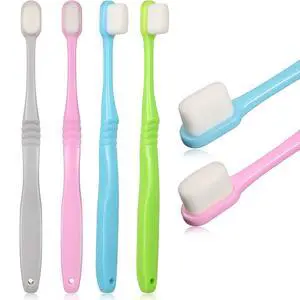 4 Pieces Soft Micro-Nano Manual Toothbrush Extra Soft Bristles Toothbrush with 20,000 Bristles for Fragile Adult Kid Children (Blue, Gray, Green, Purple) 4 Pieces Soft Micro-Nano Manual Toothbrush Extra Soft Bristles Toothbrush with 20,000 Bristles for Fragile Adult Kid Children (Blue, Gray, Green, Purple)