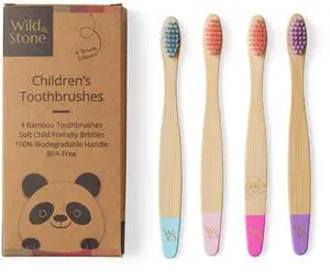 Organic Children's Bamboo Toothbrush | 4 Pack Candy Colour | Soft Fibre Bristles | 100% Biodegradable Handle | BPA Free | Vegan Eco Friendly Kids Toothbrushes Organic Children's Bamboo Toothbrush | 4 Pack Candy Colour | Soft Fibre Bristles | 100% Biodegradable Handle | BPA Free | Vegan Eco Friendly Kids Toothbrushes