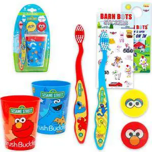 Toothbrush and Cup 2 Pk for Kids - 6 Pc Bundle with Big Bird Toothbrushes, Cookie Monster Cups, Stickers, More for Boys, Girls, Toddlers | Toothbrush Set (Styles May Vary) Toothbrush and Cup 2 Pk for Kids - 6 Pc Bundle with Big Bird Toothbrushes, Cookie Monster Cups, Stickers, More for Boys, Girls, Toddlers | Toothbrush Set (Styles May Vary)