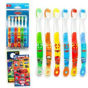 Cars Toothbrush Set - Bundle with 6 Toothbrushes Featuring Lightning McQueen, Mater, Sally, More Plus Stickers | Cars Oral Hygiene Kit for Kids and Toddlers Cars Toothbrush Set - Bundle with 6 Toothbrushes Featuring Lightning McQueen, Mater, Sally, More Plus Stickers | Cars Oral Hygiene Kit for Kids and Toddlers