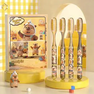 Cute Capybara Themed Toothbrush Gift Set for Kids (4-Pack), Super Soft & Long Bristles, Ages5-18, Makes Brushing Fun Cute Capybara Themed Toothbrush Gift Set for Kids (4-Pack), Super Soft & Long Bristles, Ages5-18, Makes Brushing Fun