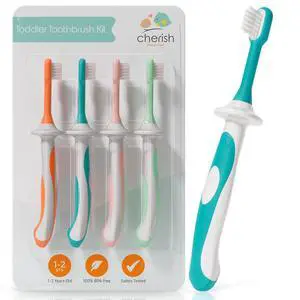 Toddler Toothbrushes 1-2 Years (4-Pack) - BPA-Free & Safety-Tested Kids Toothbrush Kit, Designed by a Pediatric Dentist, Soft-Grip Toothbrush for Kids, My First Toothbrush Set Toddler Toothbrushes 1-2 Years (4-Pack) - BPA-Free & Safety-Tested Kids Toothbrush Kit, Designed by a Pediatric Dentist, Soft-Grip Toothbrush for Kids, My First Toothbrush Set