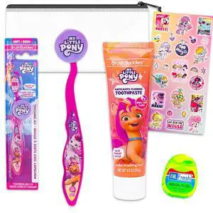 Oral Care Traveling Kit for Kids - Bundle with Toothbrush with Cover, Toothpaste, Floss, Travel Bag, and More for Girls, Toddlers | My Little Pony Toothbrush Set Oral Care Traveling Kit for Kids - Bundle with Toothbrush with Cover, Toothpaste, Floss, Travel Bag, and More for Girls, Toddlers | My Little Pony Toothbrush Set