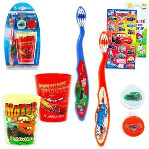 Cars Toothbrush and Cup Travel Kit for Kids - Bundle with 2 Toothbrushes, 2 Rinsing Cups, 2 Covers, Stickers, and More for Boys, Toddlers | Lightning McQueen Toothbrush Set Cars Toothbrush and Cup Travel Kit for Kids - Bundle with 2 Toothbrushes, 2 Rinsing Cups, 2 Covers, Stickers, and More for Boys, Toddlers | Lightning McQueen Toothbrush Set