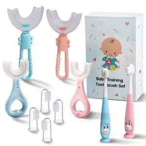 Baby Toddler Infant Toothbrush 6 to 12 Months and Up Age 1 2 3 1-2 2-4 Year Old, 10 in 1 Toothbrushes Gift Set with Soft FingerU-shaped Brush Brushing Bristles for Newborns Kids Children Child Baby Toddler Infant Toothbrush 6 to 12 Months and Up Age 1 2 3 1-2 2-4 Year Old, 10 in 1 Toothbrushes Gift Set with Soft FingerU-shaped Brush Brushing Bristles for Newborns Kids Children Child