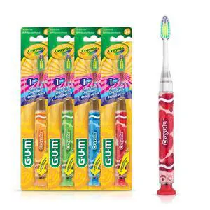 Crayola Timer Light Kids Toothbrush, Soft-Bristled Toothbrush with Suction Cup Base for Ages 3+, 1 Count (Pack of 4) Crayola Timer Light Kids Toothbrush, Soft-Bristled Toothbrush with Suction Cup Base for Ages 3+, 1 Count (Pack of 4)