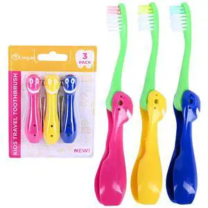 Kids' Soft Toddler Toothbrush, Gentle Bristles for Home, School, Camp, Sleepovers - Folding Handles for Tiny Hands (3 Pack) Kids' Soft Toddler Toothbrush, Gentle Bristles for Home, School, Camp, Sleepovers - Folding Handles for Tiny Hands (3 Pack)