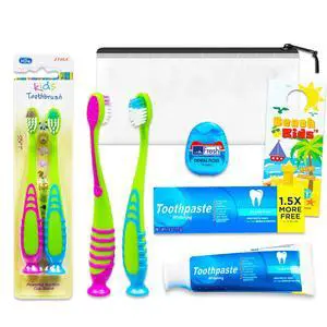 Oral Care Traveling Kit for Kids - Bundle with 2 Travel Toothbrushes, 1 Floss Pack, Toothpaste, Travel Bag, More | TSA Friendly Toothbrush Set for Boys and Girls Oral Care Traveling Kit for Kids - Bundle with 2 Travel Toothbrushes, 1 Floss Pack, Toothpaste, Travel Bag, More | TSA Friendly Toothbrush Set for Boys and Girls