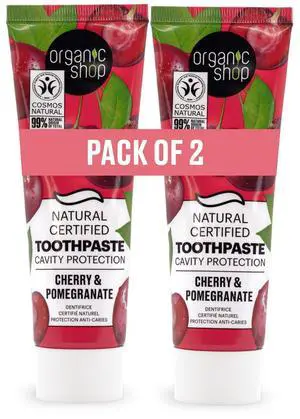 Cherry Toothpaste, Cavity Protection, Natural Ingredients, Fluoride-Free, Tooth Sensitivity, Vegan & Cosmos Natural Certified. Pack of 2 Cherry Toothpaste, Cavity Protection, Natural Ingredients, Fluoride-Free, Tooth Sensitivity, Vegan & Cosmos Natural Certified. Pack of 2