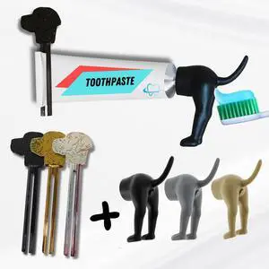 6-Piece Set 3 Funny Dog Toothpaste Caps (Silicone Material) + 3 Pcs Squeezer Toothpaste Tubes, Metal Tube Squeezer | Ideal for Toothpaste/Cream | Funny Gifts & Bathroom Accessories 6-Piece Set 3 Funny Dog Toothpaste Caps (Silicone Material) + 3 Pcs Squeezer Toothpaste Tubes, Metal Tube Squeezer | Ideal for Toothpaste/Cream | Funny Gifts & Bathroom Accessories