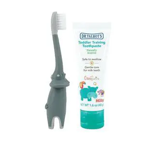 Toddler Training Toothbrush and Natural Kids Toothpaste with Citroganix - 1.6 oz - Fluoride-Free Toothpaste and Toddler Toothbrush - 6+ Months - Elephant Toddler Training Toothbrush and Natural Kids Toothpaste with Citroganix - 1.6 oz - Fluoride-Free Toothpaste and Toddler Toothbrush - 6+ Months - Elephant