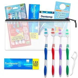 Oral Care Traveling Kit for Family - Bundle with Travel Toothbrush, Floss, Toothpaste, and More for Kids and Adults | TSA Friendly Toothbrush Set Oral Care Traveling Kit for Family - Bundle with Travel Toothbrush, Floss, Toothpaste, and More for Kids and Adults | TSA Friendly Toothbrush Set