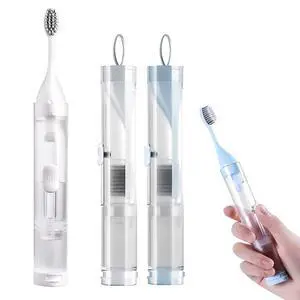 2Pcs Travel Toothbrushes Kit Fold Travel Size Toothbrushes Built-in Toothpaste Container, Including 2 Cleaner Head Soft Bristles for Camping, School, Business Trip (Blue, White) 2Pcs Travel Toothbrushes Kit Fold Travel Size Toothbrushes Built-in Toothpaste Container, Including 2 Cleaner Head Soft Bristles for Camping, School, Business Trip (Blue, White)