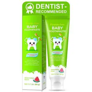 Fluoride-Free Baby Toothpaste for Ages 2-3 Natural Fruit-Flavored Mild Formula Pea-Sized Amount for Developing Teeth 2.1 oz (60g) (1 Pack, Watermelon) Fluoride-Free Baby Toothpaste for Ages 2-3 Natural Fruit-Flavored Mild Formula Pea-Sized Amount for Developing Teeth 2.1 oz (60g) (1 Pack, Watermelon)