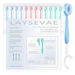 12 Pack 5 in 1 Disposable Mini Toothbrushes with Toothpaste, Floss, Pick & Tongue Scraper, Individually Wrapped, Portable Toothbrush Travel Set for Kids Adults, Mixed Flavor (Mixed Flavor) 12 Pack 5 in 1 Disposable Mini Toothbrushes with Toothpaste, Floss, Pick & Tongue Scraper, Individually Wrapped, Portable Toothbrush Travel Set for Kids Adults, Mixed Flavor (Mixed Flavor)