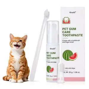 Cat Toothpaste Kit for Gum Care Watermelon Flavor Dental Toothpaste with Finger Brush & Long-Handle Toothbrush Soothes Gums, Freshens Breath, Reduces Plaque Safe & Gentle for Daily Use Cat Toothpaste Kit for Gum Care Watermelon Flavor Dental Toothpaste with Finger Brush & Long-Handle Toothbrush Soothes Gums, Freshens Breath, Reduces Plaque Safe & Gentle for Daily Use