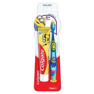 Kids (6+ Years) Minion Toothbrush, Extra Soft with Tongue Cleaner - 1 Pc & Minion Toothpaste - 40 Grams, Manual, Multicolor Kids (6+ Years) Minion Toothbrush, Extra Soft with Tongue Cleaner - 1 Pc & Minion Toothpaste - 40 Grams, Manual, Multicolor