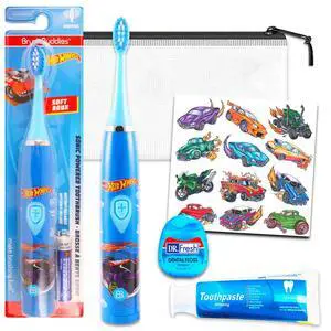Oral Care Traveling Kit for Kids - Bundle with Hot Wheels Electric Toothbrush, Toothpaste, Floss, Travel Bag, and More for Boys, Toddlers |v Toothbrush Set Oral Care Traveling Kit for Kids - Bundle with Hot Wheels Electric Toothbrush, Toothpaste, Floss, Travel Bag, and More for Boys, Toddlers |v Toothbrush Set