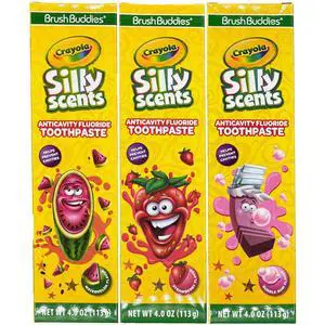 Silly Scents 4oz Anticavity Fluoride Toothpaste - Set of 3 Flavors (Strawberry, Watermelon, & Bubble Gum) Silly Scents 4oz Anticavity Fluoride Toothpaste - Set of 3 Flavors (Strawberry, Watermelon, & Bubble Gum)