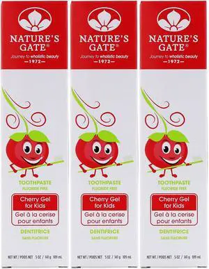 Natural Toothpaste Gel, Cherry for Kids, 5 oz (Pack of 3) Set Natural Toothpaste Gel, Cherry for Kids, 5 oz (Pack of 3) Set