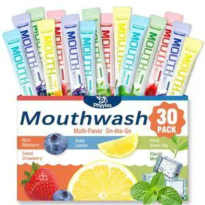 Mouthwash Travel Size 30 Individually Wrapped Portable Packets, Alcohol-Free & Fluoride-Free, On-The-Go Oral Hygiene for Fresh Breath Anytime(5 Flavors) Mouthwash Travel Size 30 Individually Wrapped Portable Packets, Alcohol-Free & Fluoride-Free, On-The-Go Oral Hygiene for Fresh Breath Anytime(5 Flavors)