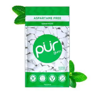 | Aspartame Free Chewing Gum | 100% Xylitol | Natural Spearmint Flavored Gum, 55 Pieces (Pack of 1) | Aspartame Free Chewing Gum | 100% Xylitol | Natural Spearmint Flavored Gum, 55 Pieces (Pack of 1)