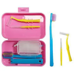 6-in-1 Orthodontic Oral Care Kit with Case Detachable Toothbrush, Interdental Brush, Dental Floss Pick, Toothpick Brush, Dental Wax with Cutter, Elastic Hook Set for Braces Daily Travel Use (Pink) 6-in-1 Orthodontic Oral Care Kit with Case Detachable Toothbrush, Interdental Brush, Dental Floss Pick, Toothpick Brush, Dental Wax with Cutter, Elastic Hook Set for Braces Daily Travel Use (Pink)