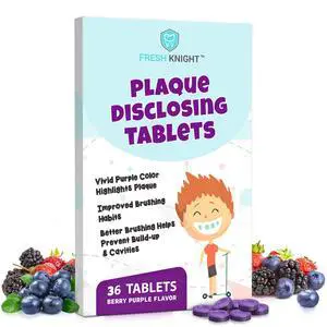 Plaque Disclosing Tablets for Teeth, 36 Count, Dental Disclosing Tablets for Kids or Adults, Shows Plaque, Helps Teach Kids Teeth-Brushing Habits for Clean Smile, by Fresh Knight, (Pack of 1) Plaque Disclosing Tablets for Teeth, 36 Count, Dental Disclosing Tablets for Kids or Adults, Shows Plaque, Helps Teach Kids Teeth-Brushing Habits for Clean Smile, by Fresh Knight, (Pack of 1)