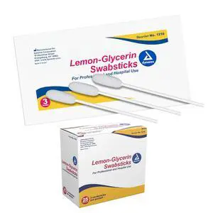 Lemon-Glycerin Swabsticks, Pleasant Tasting Cotton Swabs that Gently Soothes and Refreshes Dry Mouth, 3 Oral Swabsticks per Packet, 1 Box of 75 Lemon-Glycerin Swabsticks Lemon-Glycerin Swabsticks, Pleasant Tasting Cotton Swabs that Gently Soothes and Refreshes Dry Mouth, 3 Oral Swabsticks per Packet, 1 Box of 75 Lemon-Glycerin Swabsticks