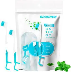 The Evolution of Oral Care | 4-in-1 Tool (Paste + Brush + Floss + Pick) | Individually Wrapped | Disposable | Prepasted Travel Toothbrushes | Small Adult Toothbrush - (24-Pack) The Evolution of Oral Care | 4-in-1 Tool (Paste + Brush + Floss + Pick) | Individually Wrapped | Disposable | Prepasted Travel Toothbrushes | Small Adult Toothbrush - (24-Pack)