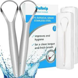 2-Pack Tongue Scraper, 100% 304 Surgical Stainless Steel Tongue Cleaner for Both Adults and Kids, Professional Reduce Bad Breath Metal Tongue Scrapers, Help Your Oral Hygiene (with 2 cases) 2-Pack Tongue Scraper, 100% 304 Surgical Stainless Steel Tongue Cleaner for Both Adults and Kids, Professional Reduce Bad Breath Metal Tongue Scrapers, Help Your Oral Hygiene (with 2 cases)