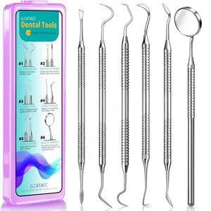 Dental Tools, Dental Pick for Teeth Cleaning, Stainless Steel Hygiene Kit with Tooth Scraper Plaque Tartar Remover - with Case Dental Tools, Dental Pick for Teeth Cleaning, Stainless Steel Hygiene Kit with Tooth Scraper Plaque Tartar Remover - with Case