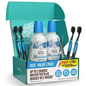 Whitening Mouthwash Up to 3 Shades Whiter Teeth in 2 Weeks Alcohol & Fluoride Free with Hydrogen Peroxide Oxyburst Technology, Wild Mint - 16 oz, Pack of 2 Whitening Mouthwash Up to 3 Shades Whiter Teeth in 2 Weeks Alcohol & Fluoride Free with Hydrogen Peroxide Oxyburst Technology, Wild Mint - 16 oz, Pack of 2