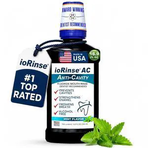 ioRinse AC Anticavity Fluoride Mouthwash - Alcohol-Free Molecular Iodine Mouth Wash Fights Tooth Decay & Protects Enamel-Safe Mint Rinse for Sensitive Mouths - Potent Bad Breath Protection 16.9 fl oz ioRinse AC Anticavity Fluoride Mouthwash - Alcohol-Free Molecular Iodine Mouth Wash Fights Tooth Decay & Protects Enamel-Safe Mint Rinse for Sensitive Mouths - Potent Bad Breath Protection 16.9 fl oz