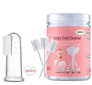 Baby Tongue Cleaner, 42Pcs Disposable Infant Toothbrush, Gauze Gum Cleaner Baby Oral Cleaning Stick Dental Care for 0-36 Months + Free 1 Finger Toothbrush Baby Tongue Cleaner, 42Pcs Disposable Infant Toothbrush, Gauze Gum Cleaner Baby Oral Cleaning Stick Dental Care for 0-36 Months + Free 1 Finger Toothbrush