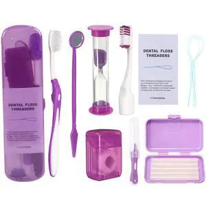 Braces Cleaning Kit for Teeth, Portable Orthodontic Toothbrush Kit Oral Care Dental Travel Kit - Interdental Brush Dental Wax Dental Floss Toothbrush Box (Purple B) Braces Cleaning Kit for Teeth, Portable Orthodontic Toothbrush Kit Oral Care Dental Travel Kit - Interdental Brush Dental Wax Dental Floss Toothbrush Box (Purple B)